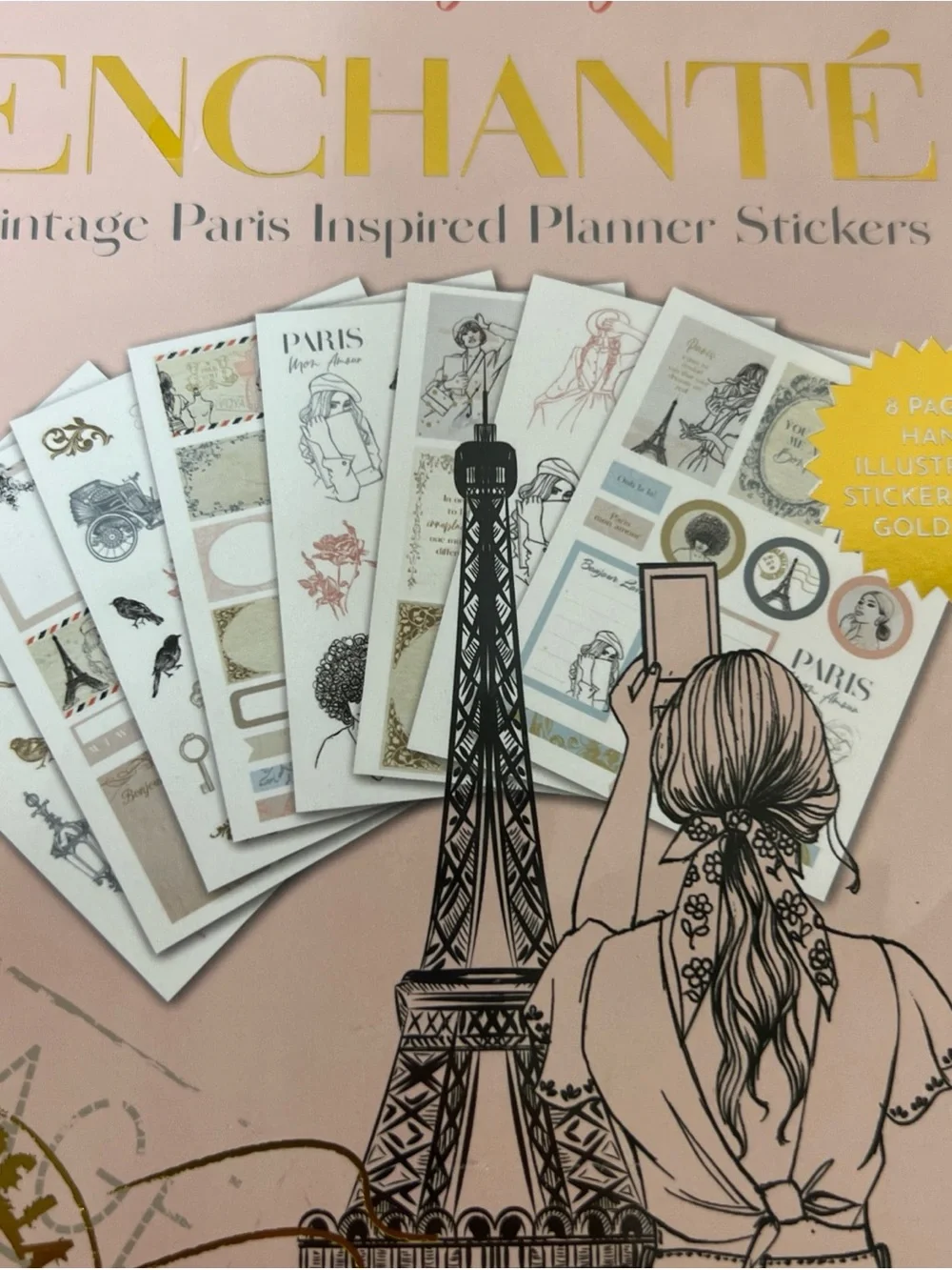 Rongrong Enchante Vintage Paris Inspired Planner Stickers 8 Pages